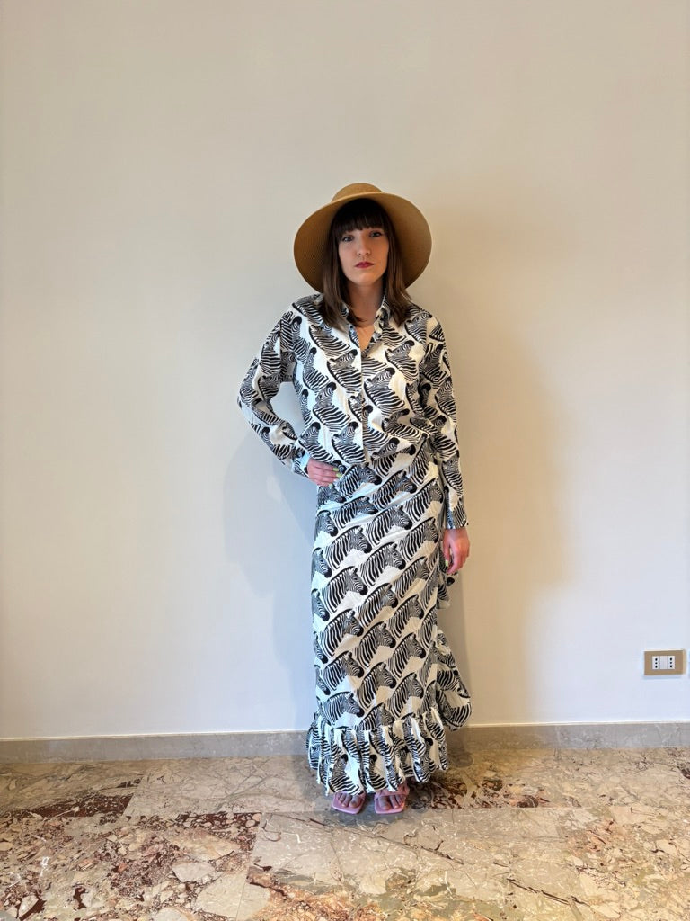 COMPLETO ZEBRE : gonna pareo + camicia